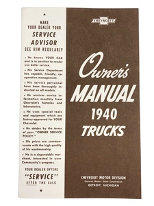 Chevrolet Owners Manual - Chevy Truck, 1940 Photo Main