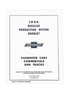 Chevrolet Option Booklet - (RPO) Regular Production Options Photo Main