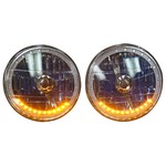  Parts -  7 Inch, 12 Volt Headlight H-4 Halogens With Multi Color LED Halo, Amber Turn Signals, Includes Remote