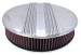  Parts -  Air Cleaner, Polished Aluminum 14" X 3" Round -Finned, Washable Element and Hi-Lip Base