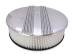  Parts -  Air Cleaner Set -Polished Aluminum 14" X 4" Round Finned, Paper Element and Flat Base