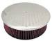  Parts -  Air Cleaner, Polished Aluminum 14" X 4" Round -Ball Milled, Washable Element and Recessed Base